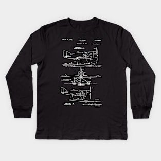 Aircraft Patent and Trademark Drawing  / Aircraft Patent Illustration Kids Long Sleeve T-Shirt